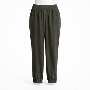 Size M Zara Womens Jogger Pants Elastic Waist Tapered Ankle Zip Olive Green Pant